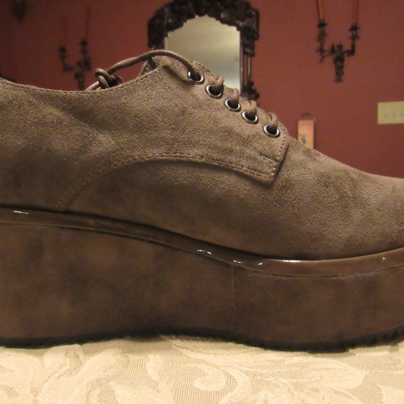 Beston Shoes - Mocha Brown Sueded Oxford Platform Shoes - 7.5M